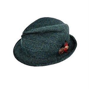 Houndstooth Fedora Reemay Lined 1960s Gentleman's Feathers 7 1/8